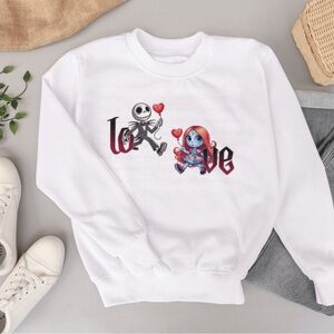 Love Jack Skeleton and Sally Graphic Sweatshirt